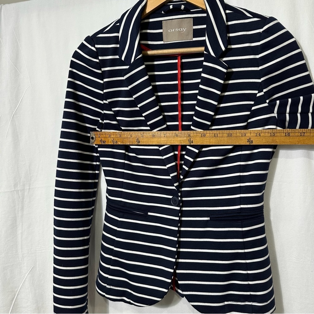 Vintage Women's Blazer by Orsay Size EUR 34  ( US 4) Navy Striped - Picture 4 of 10